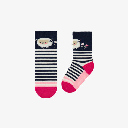 Navy Blue Striped Sheep Socks