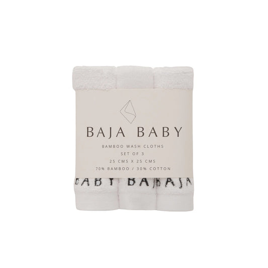 Bamboo/Cotton Wash Cloths 3 pack - Fresh White