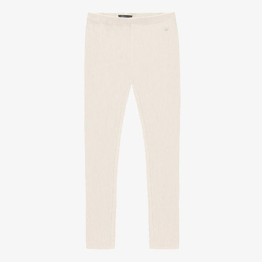 Cream ribbed knit legging