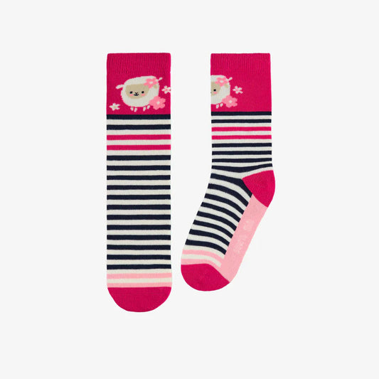 Pink Striped Sheep Socks