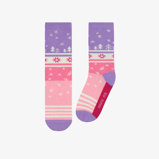 Purple and Pink Winter Patterned Socks