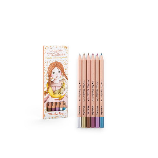 les rosalies - metallic colouring pencils, 6 pack