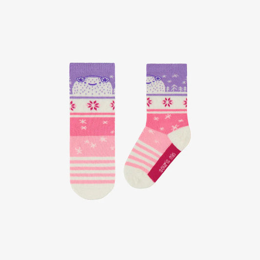 Purple and Pink Winter Patterned Socks
