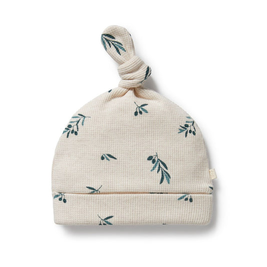 Organic Waffle Knotted Hat - Little Olive