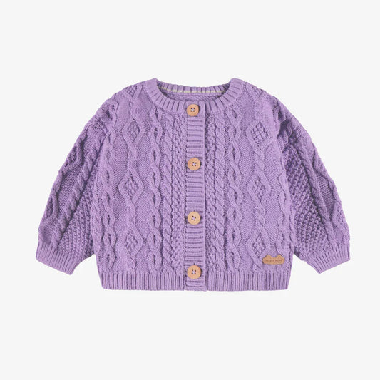 Purple cable knit cardigan