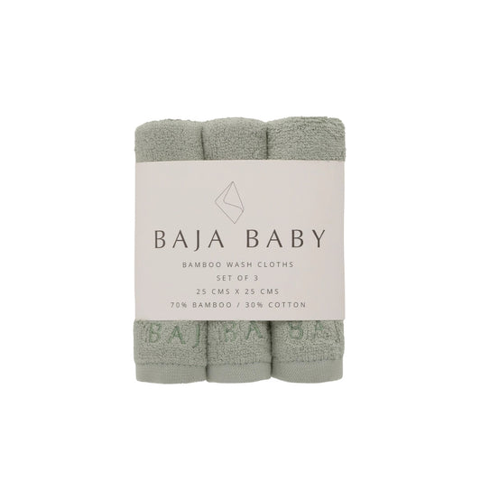 Bamboo/Cotton Wash Cloths 3 pack - Sage Green