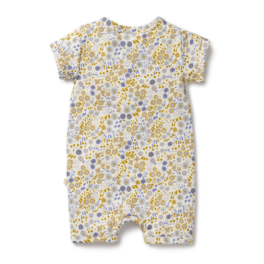 Organic short zipsuit - Little meadow