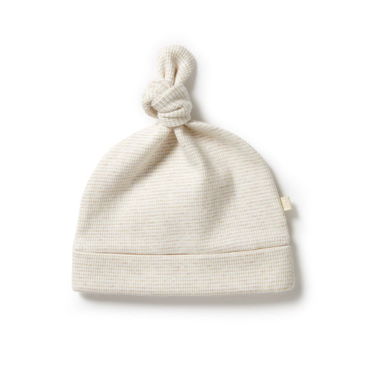 Organic Stripe Knot Hat - Oatmeal