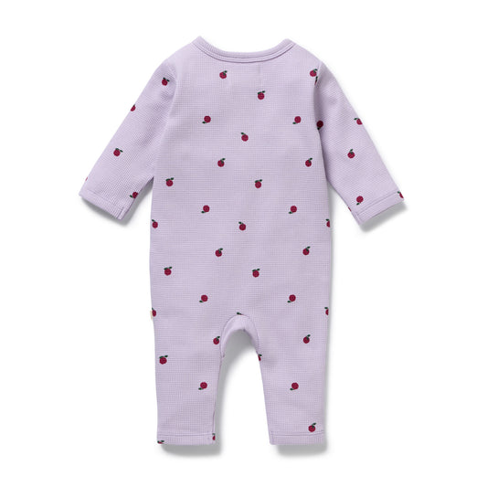 Organic Waffle Zipsuit - Berry Plums