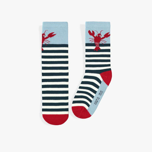 Patterned socks - Striped with red lobster