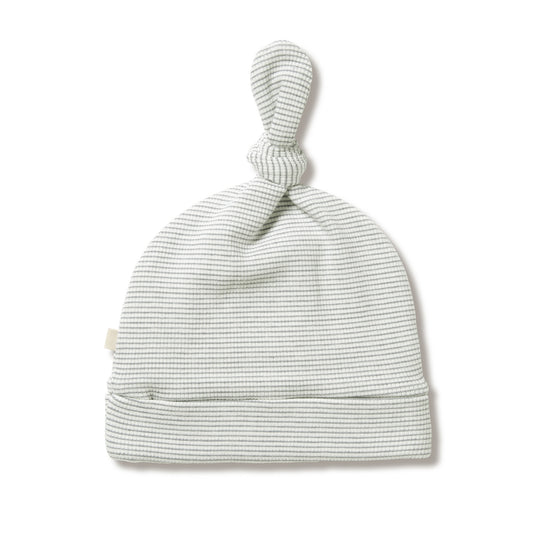 Organic Stripe Knot Hat - Fern