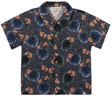 Maui Woven Shirt - Navy floral