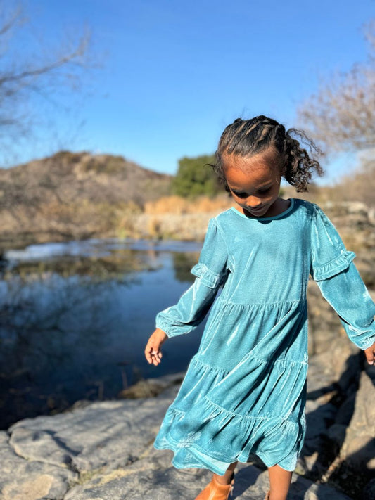 Eliana Dress - Teal velvet