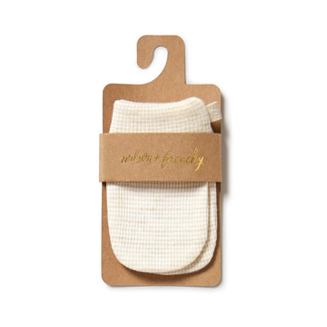 Organic Stripe Mittens - Oatmeal