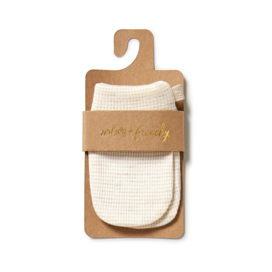 Organic Stripe Mittens - Oatmeal