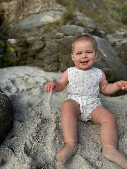 Maisie Romper - Ivory floral