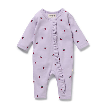 Organic Waffle Zipsuit - Berry Plums