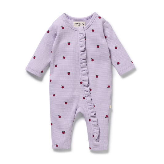 Organic Waffle Zipsuit - Berry Plums