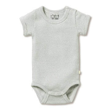 Organic Stripe Rib Bodysuit - Fern