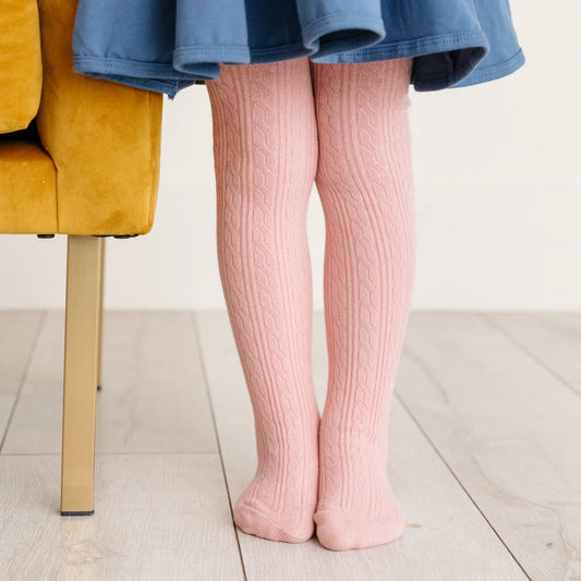 Tights - Cable knit blush