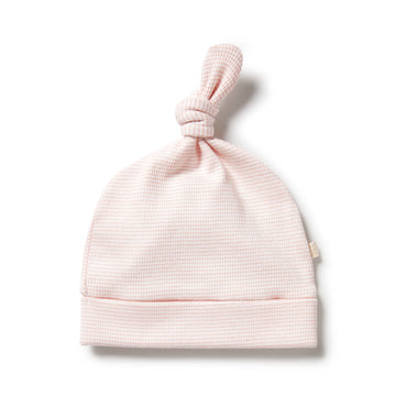 Organic Stripe Knot Hat - Cantaloupe