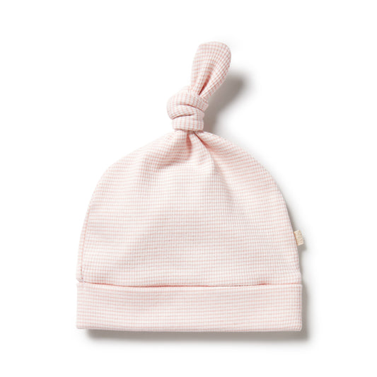 Organic Stripe Knot Hat - Cantaloupe