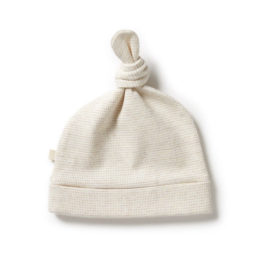 Organic Stripe Knot Hat - Oatmeal