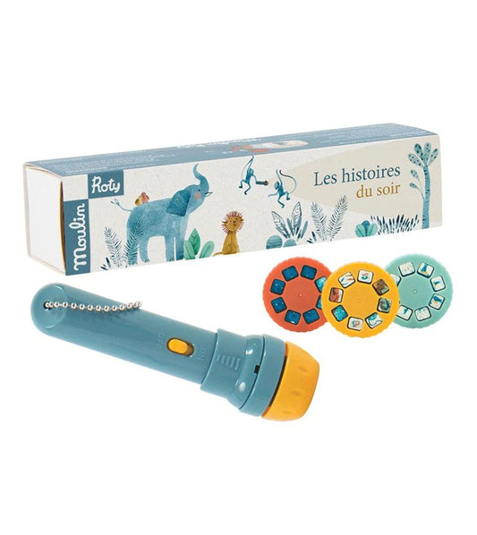 storybook lamp / torch - sous mon baobab, blue elephant and lion
