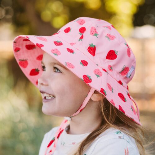 Sun Hat - Pink strawberry, aqua dry