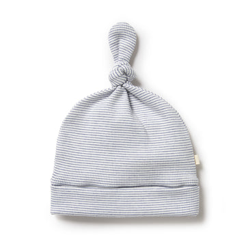 Organic Stripe Knot Hat - Rain drop