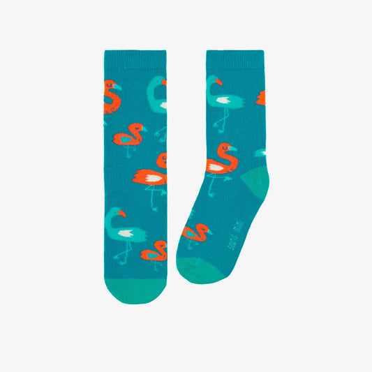 Turquoise flamingo socks