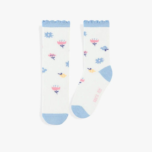 Patterned socks - White with flowers