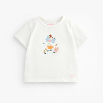 White fairy and flowers t-shirt