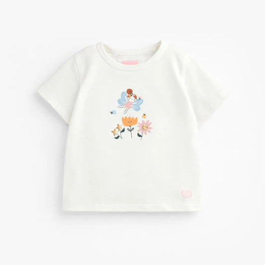 White fairy and flowers t-shirt