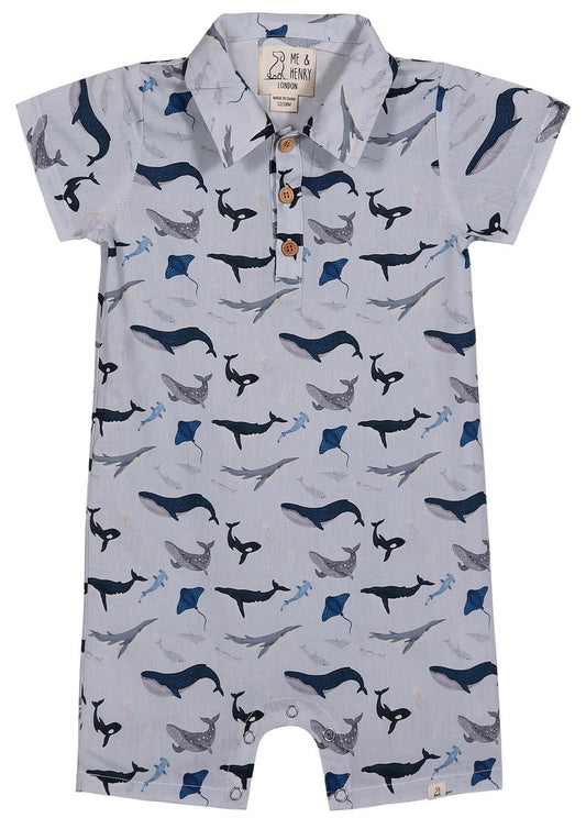 Malokai Woven Romper - Blue Whale