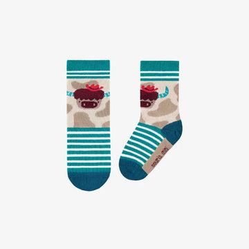 Turquoise Striped Bull Socks
