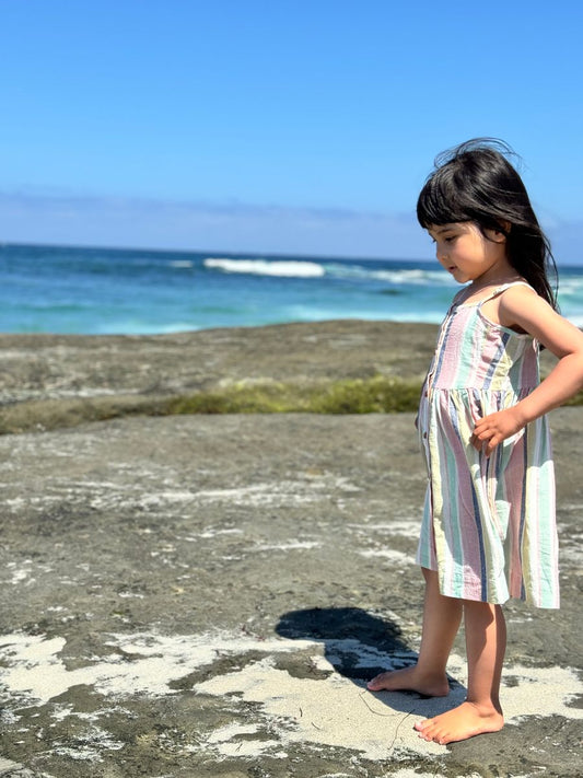 Brooklyn Dress - Aqua/Pink Stripe