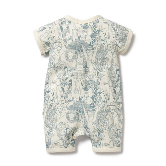 Organic short zipsuit - Hello friends