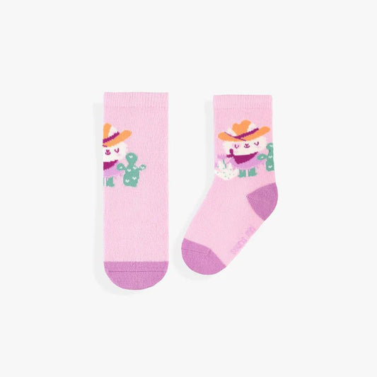 Patterned socks - Pink with cowgirl
