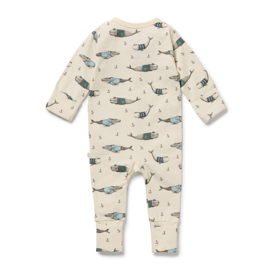 Organic Zipsuit - Wolly Whales