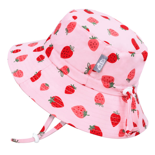 Sun Hat - Pink strawberry, aqua dry