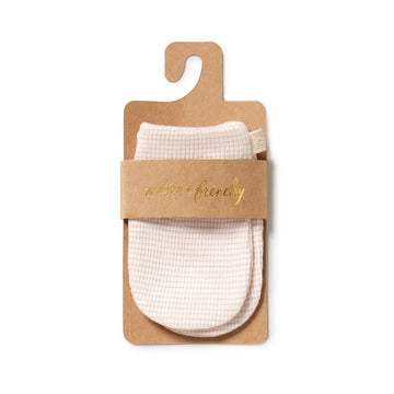 Organic Stripe Mittens - Cantaloupe