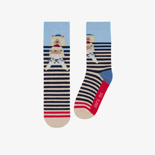 Cream Striped Nordic Friends Socks