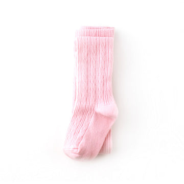 cable knit tights - cotton candy