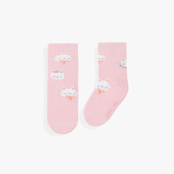 Patterned socks - Pink with cats