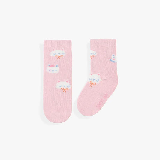 Patterned socks - Pink with cats