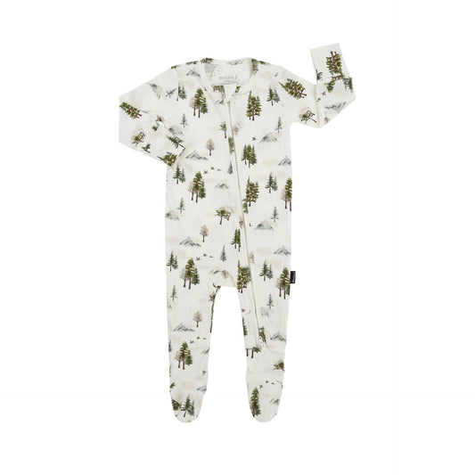 Footed Zipper Ribbed Sleeper - Misty Forest