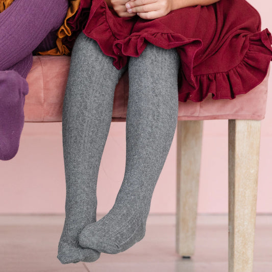 Tights - Cable knit charcoal grey