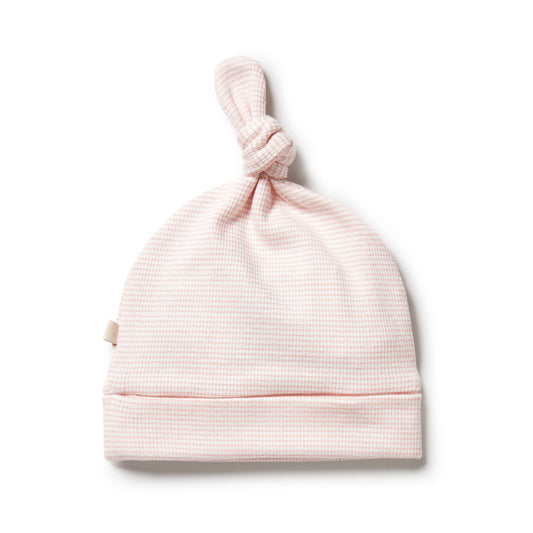 Organic Stripe Knot Hat - Cantaloupe