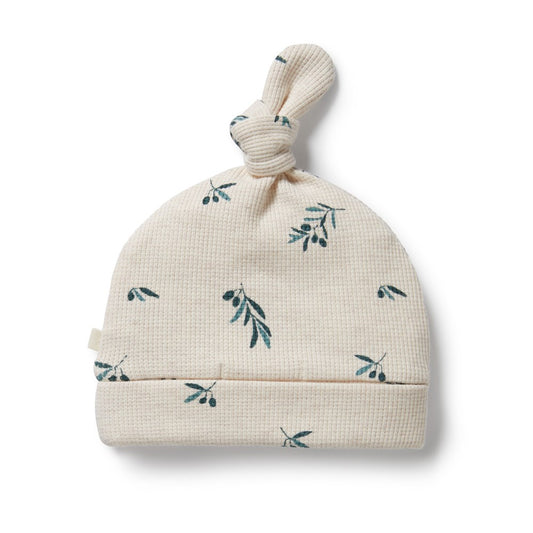 Organic Waffle Knotted Hat - Little Olive